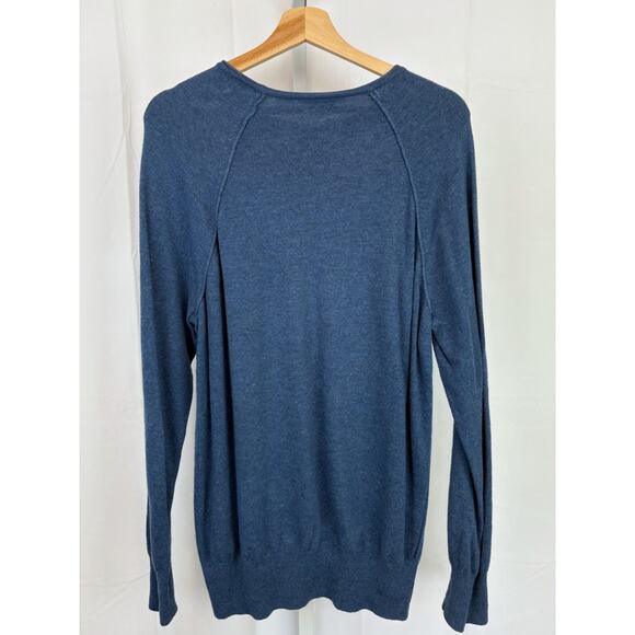 BODEN Size M Mens Pullover Sweater Raglan Long Sleeve Cotton Alpaca Blend Blue - Picture 2 of 7
